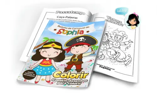 Arte Digital Revistinha de Colorir Carnaval
