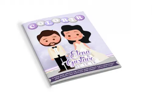 Arte Digital Revistinha de Colorir Casamento