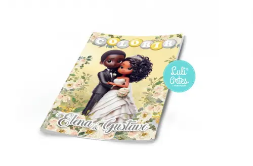Arte Digital Revistinha de Colorir Casamento Personagens Ia