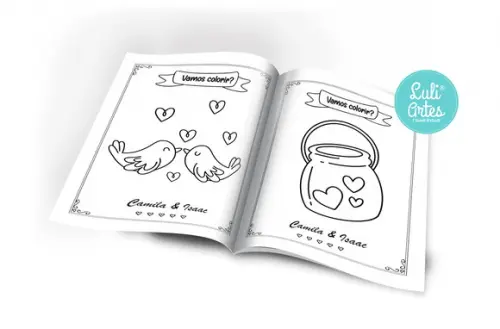 Arte Digital Revistinha de Colorir Casamento Personagens Ia