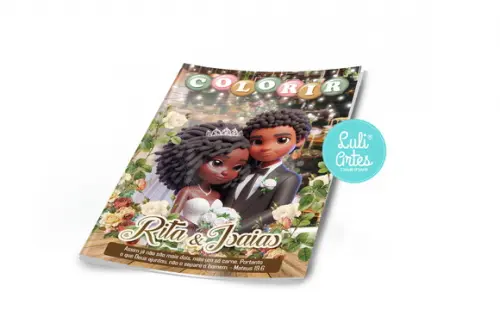 Arte Digital Revistinha de Colorir Casamento Personagens Ia