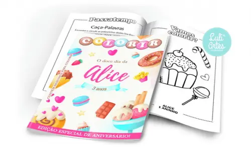 Arte Digital Revistinha De Colorir Confeitaria
