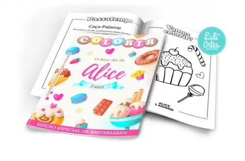 Arte Digital Revistinha De Colorir Confeitaria