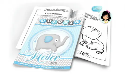 Arte Digital Revistinha de Colorir Elefantinho