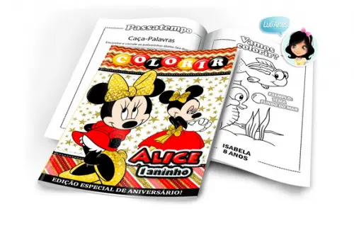 Arte Digital Revistinha de Colorir Minnie Dourado