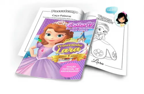 Arte Digital Revistinha de Colorir Princesinha Sofia