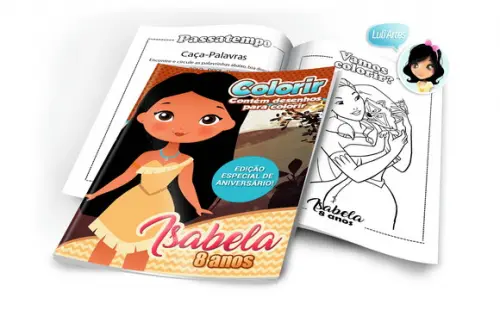 Arte Digital Revistinha de Colorir Pocahontas