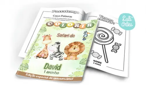 Arte Digital Revistinha de Colorir Safari
