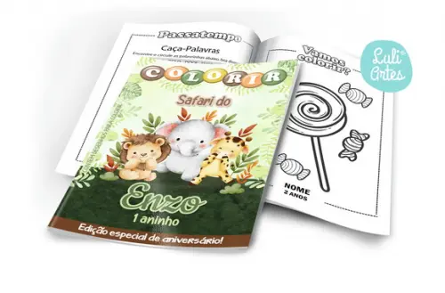 Arte Digital Revistinha de Colorir Safari
