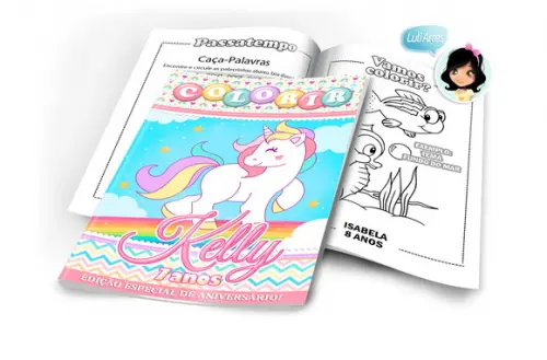 Arte Digital Revistinha de Colorir Unicornio