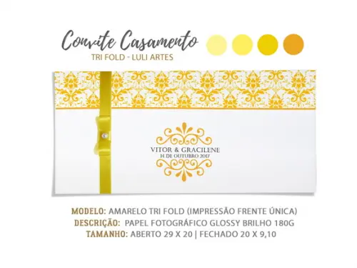 Convite Casamento Amarelo - Arte Digital
