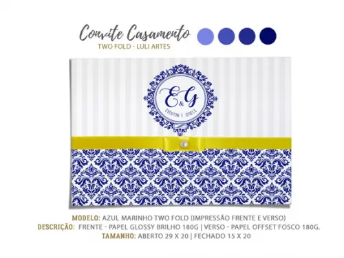 Convite Casamento Azul - Arte Digital