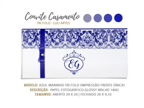 Convite Casamento Azul - Arte Digital