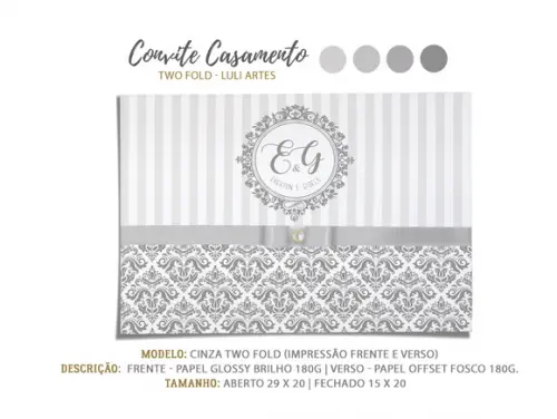 Convite Casamento Cinza - Arte Digital