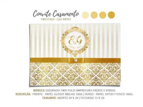 Convite Casamento Dourado - Arte Digital