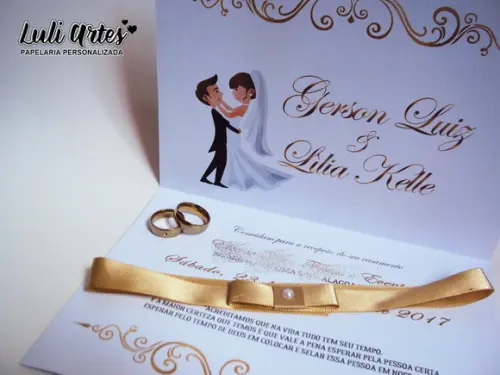Convite Casamento Dourado - Arte Digital
