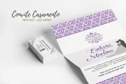 Convite Casamento Lilás - Arte Digital