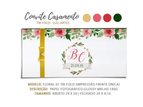 Convite Casamento Floral - Arte Digital