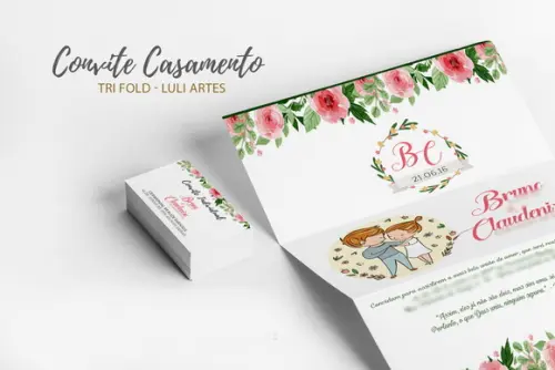 Convite Casamento Floral - Arte Digital