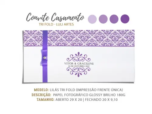 Convite Casamento Lilás - Arte Digital