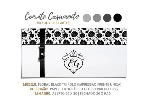 Convite Casamento Preto - Arte Digital