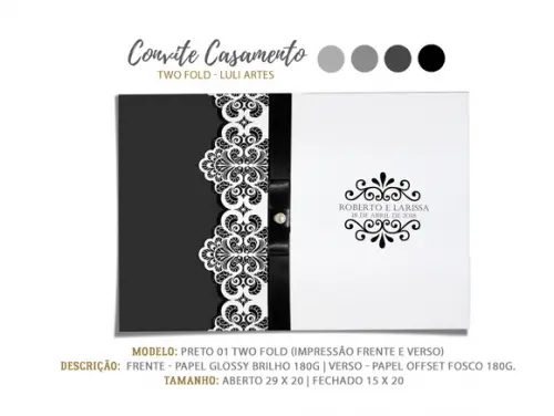 Convite Casamento Preto 2 - Arte Digital