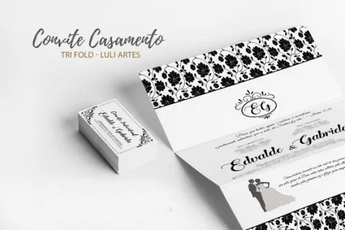 Convite Casamento Preto - Arte Digital