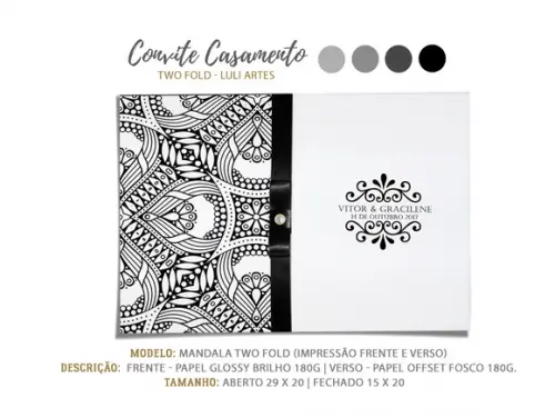 Convite Casamento Preto Mandala - Arte Digital