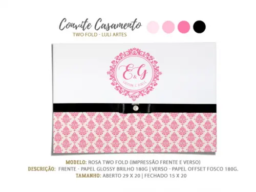 Convite Casamento Rosa - Arte Digital