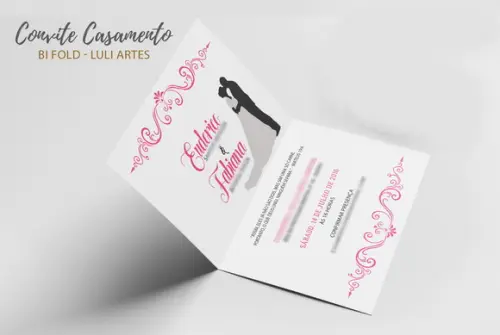 Convite Casamento Rosa - Arte Digital