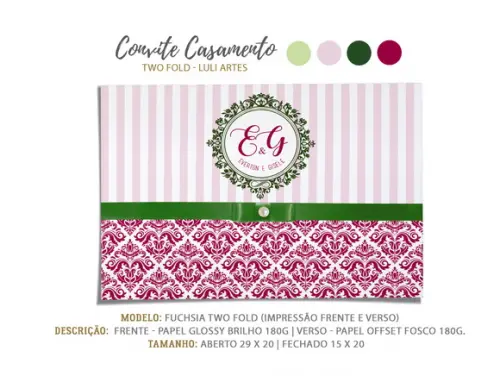Convite Casamento Roxo c/ Verde - Arte Digital