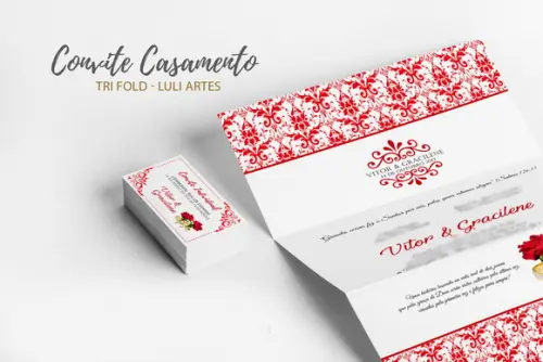 Convite Casamento Vermelho - Arte Digital
