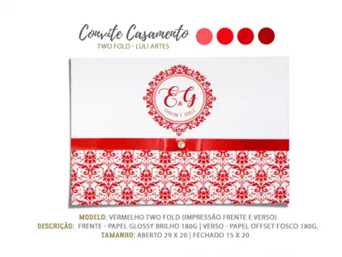 Convite Casamento Vermelho - Arte Digital