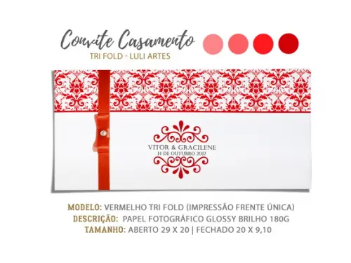 Convite Casamento Vermelho - Arte Digital