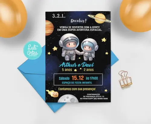 Convite Digital Astronauta Irmãos