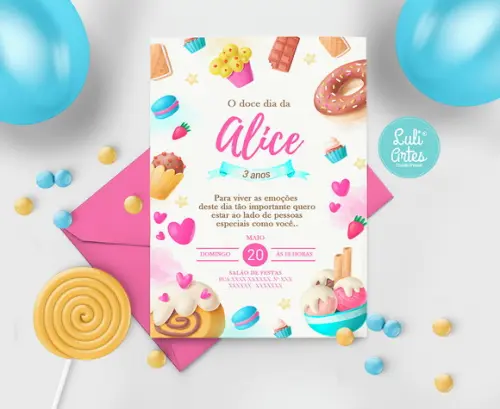 Convite Digital Doce, Confeitaria, Cup Cake