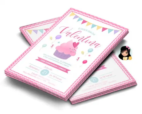 Convite Digital Doce, Confeitaria, Cup Cake