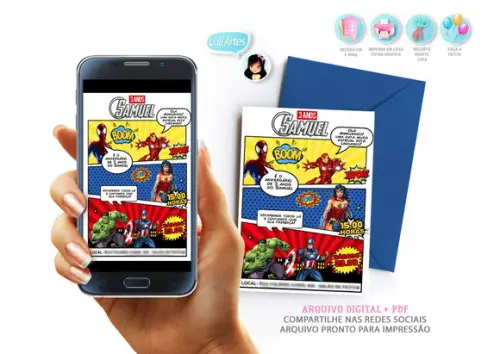 Convite Digital Gibi Vingadores