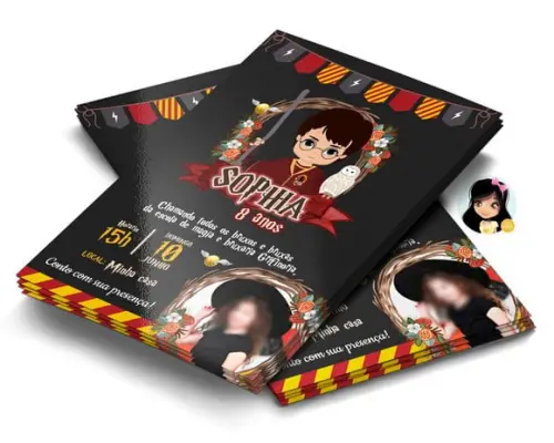 Convite Digital Harry Potter com Foto