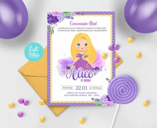 Convite Digital Princesa Rapunzel
