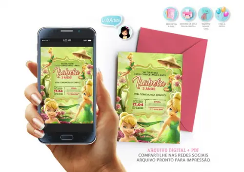 Convite Digital Sininho - Tinker Bell