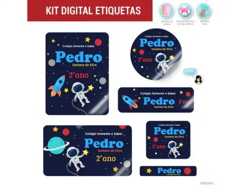 Etiqueta Escolar Digital Astronauta