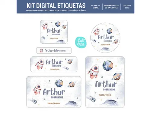 Etiqueta Escolar Digital Astronauta