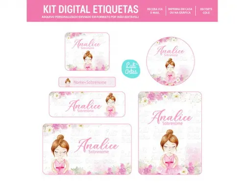Etiqueta Escolar Digital Bailarina