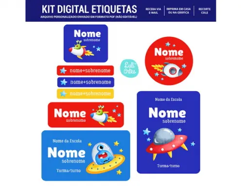 Etiqueta Escolar Digital Astronauta - Naves Espaciais