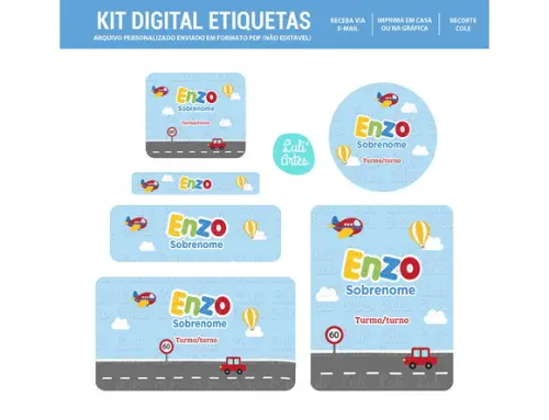 Etiqueta Escolar Digital Carros