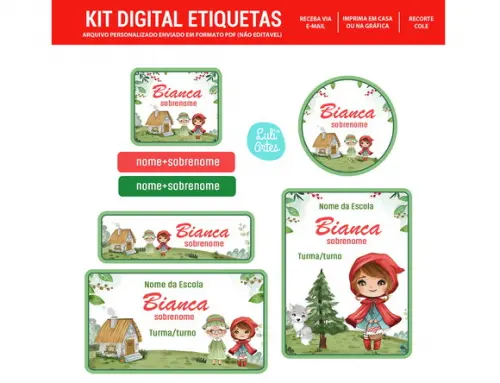 Etiqueta Escolar Digital Chapeuzinho