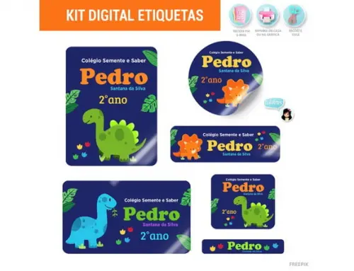 Etiqueta Escolar Digital Dinossauro