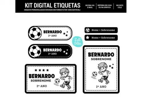 Etiqueta Escolar Digital Futebol