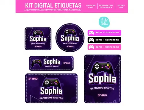 Etiqueta Escolar Digital Gamer